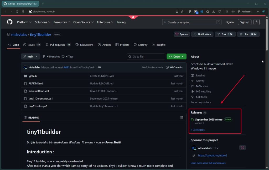 Tiny11 Builder GitHub