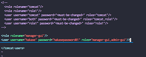 Редактирование tomcat-users.xml с добавлением пользователя
