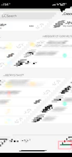 Выбор получателя для отправки изображений из приложения Фото на iPhone.