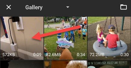 Выбор видео в файловом браузере приложения