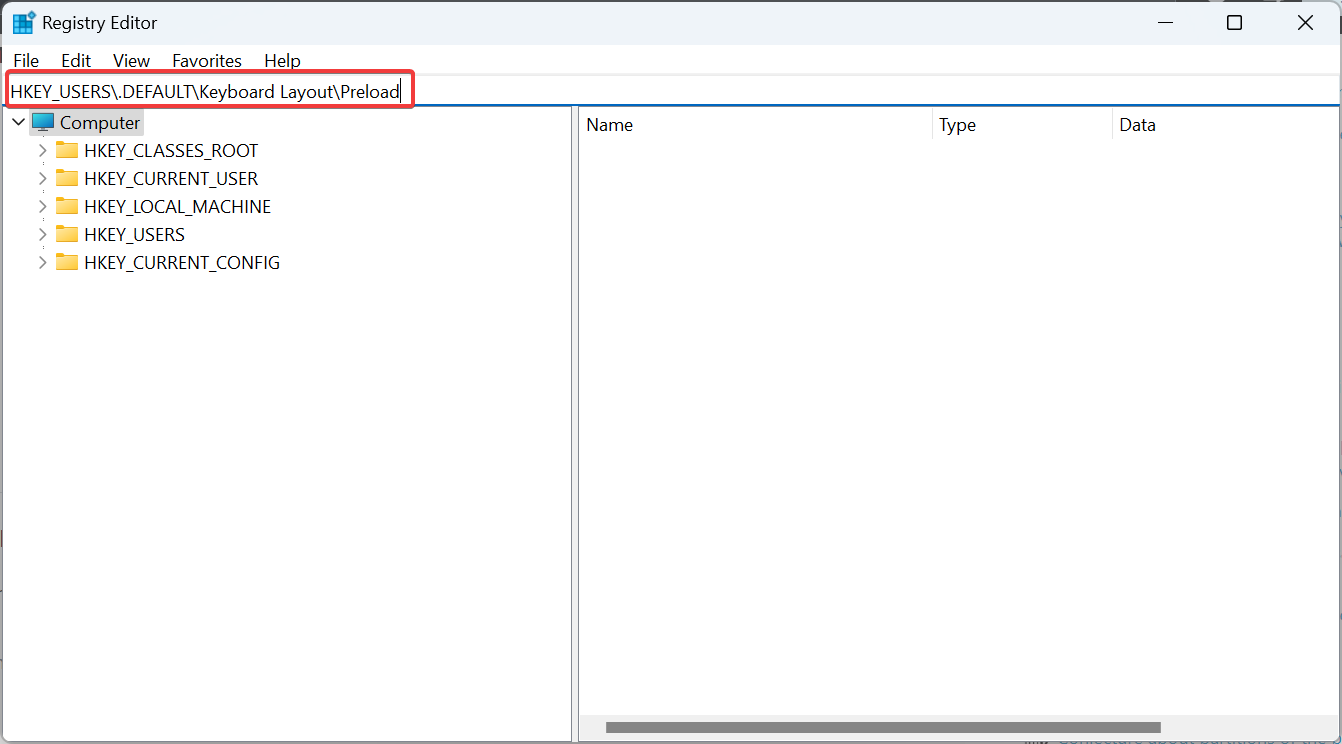 путь в реестре к предварительным раскладкам клавиатуры