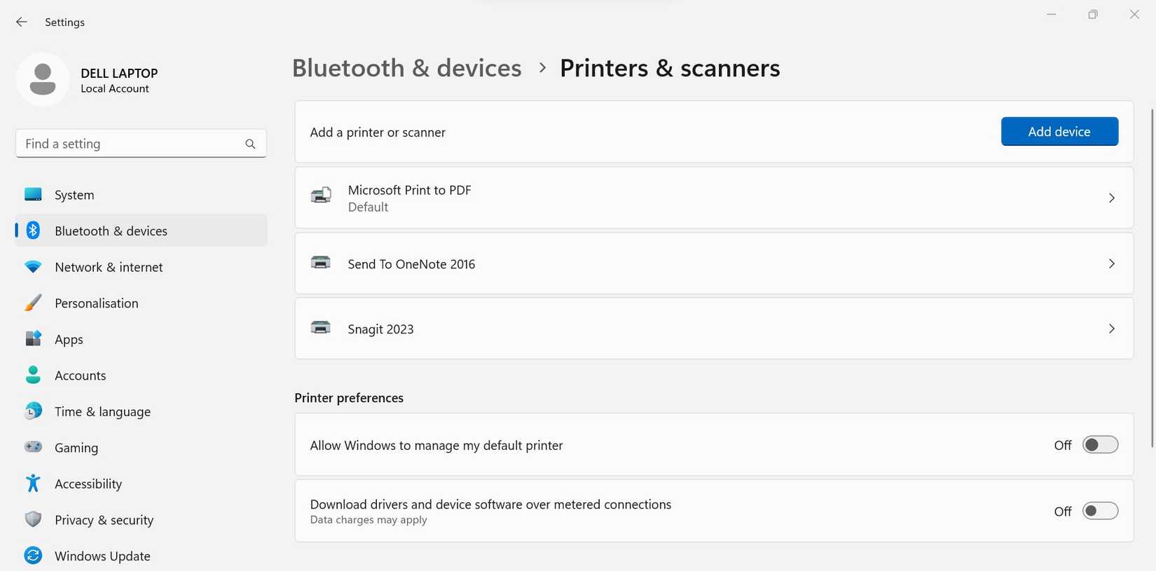 Отключение переключателя «Разрешить Windows управлять моим принтером по умолчанию» в «Параметры» Windows