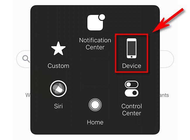 In the AssistiveTouch menu, tap 