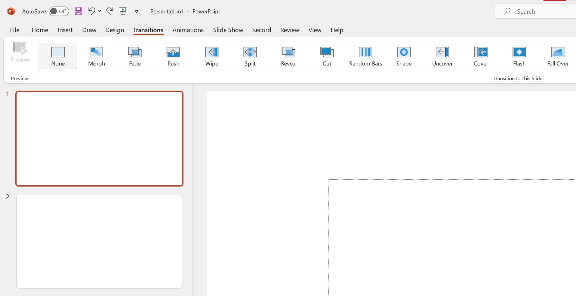 Лента PowerPoint: вкладка «Переходы».