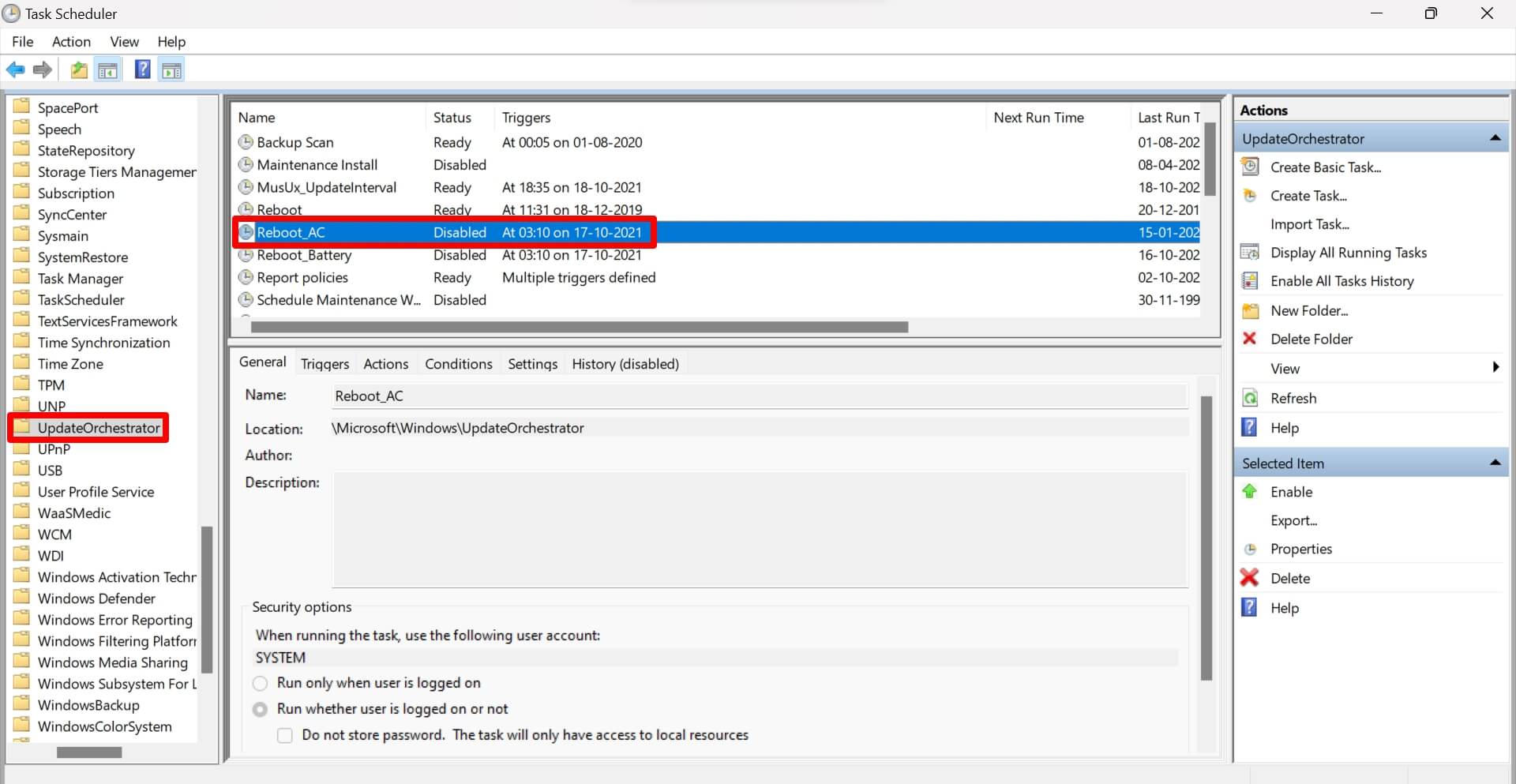 access reboot properties