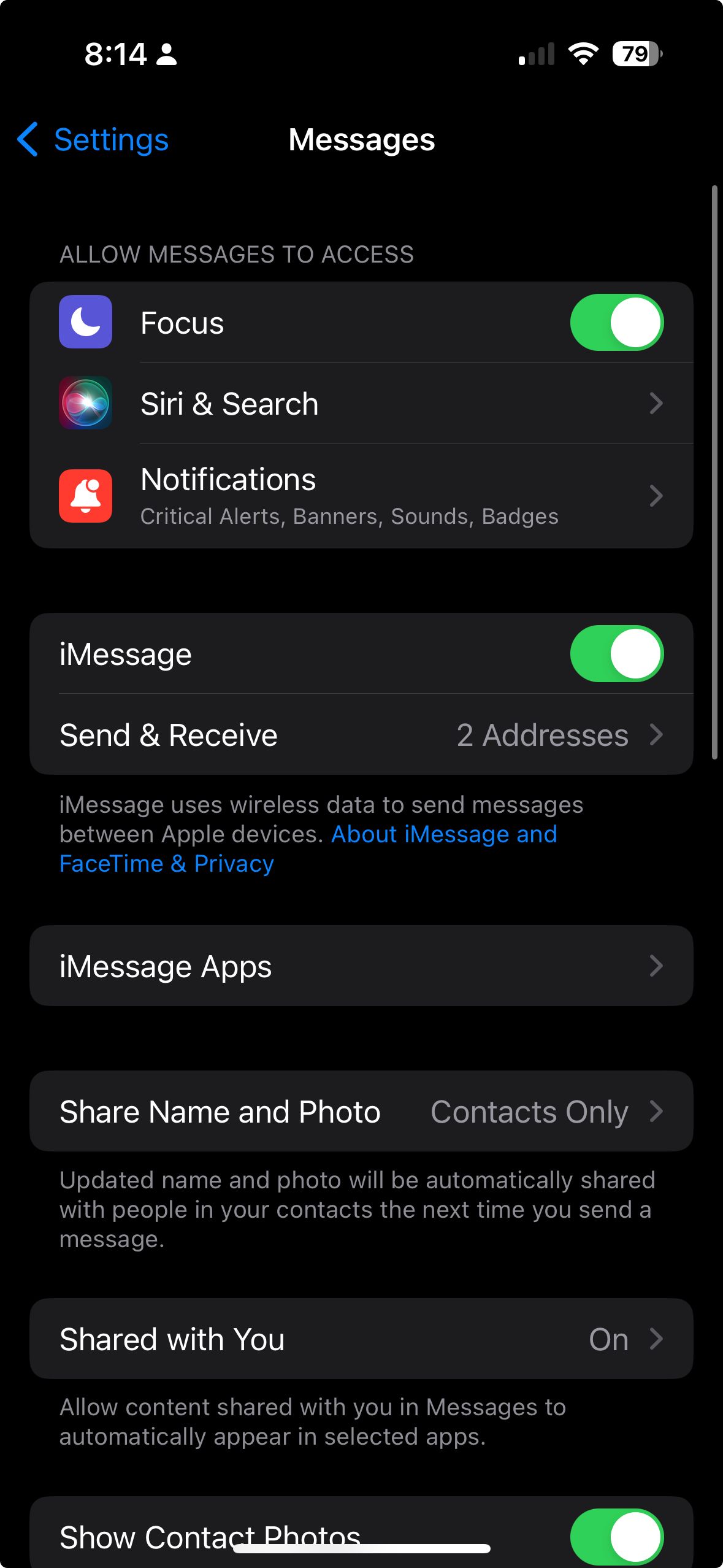 Send & Receive on iMessage