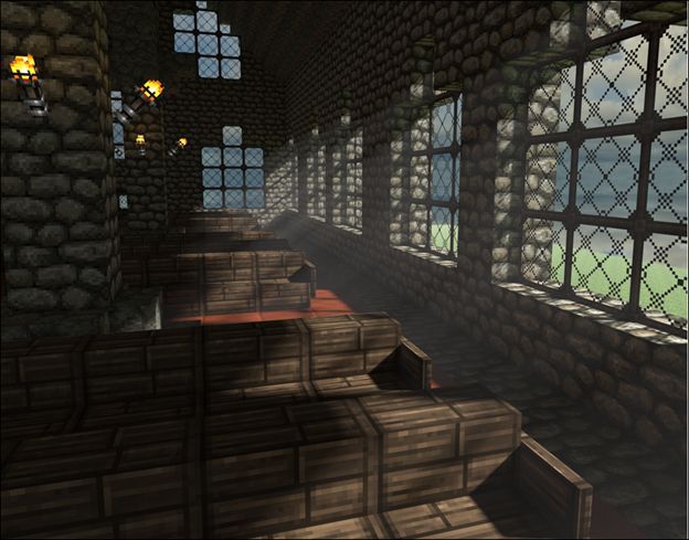 Интерьер готической церкви, атмосферный рендер