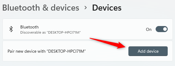 Кнопка Добавить устройство в Windows 11 для поиска новых Bluetooth-устройств.