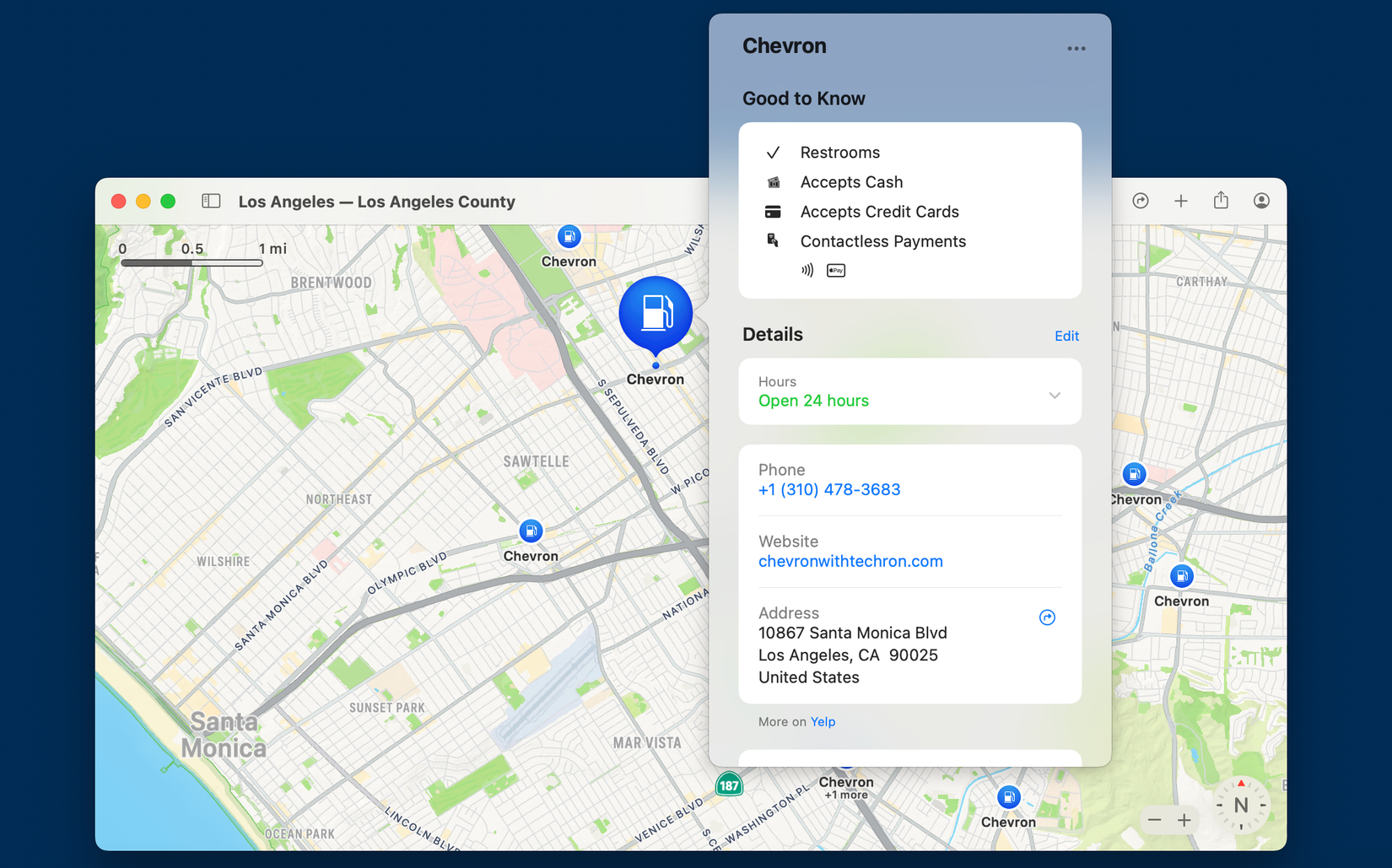 Apple Maps показывает, принимает ли магазин Apple Pay