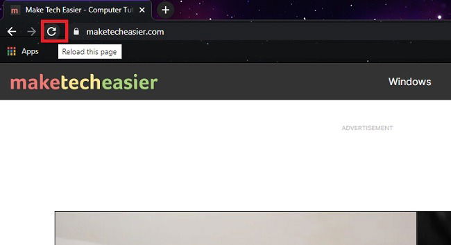 Обновление страницы Chrome
