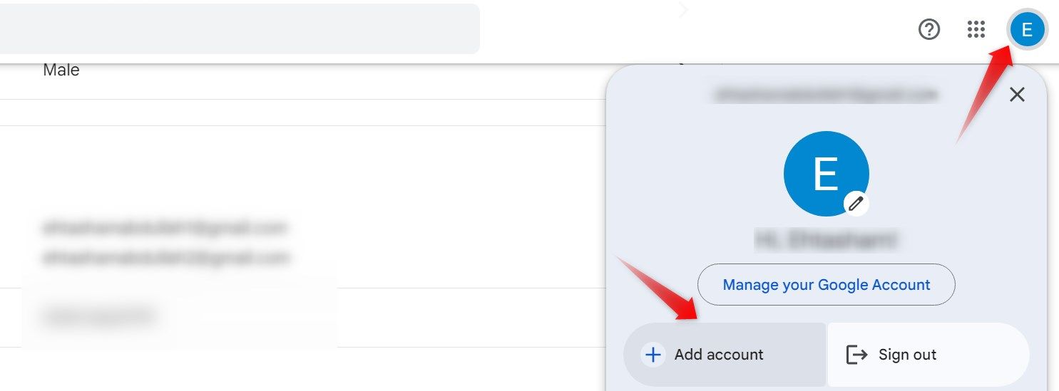 Переключение между аккаунтами Google через список профилей