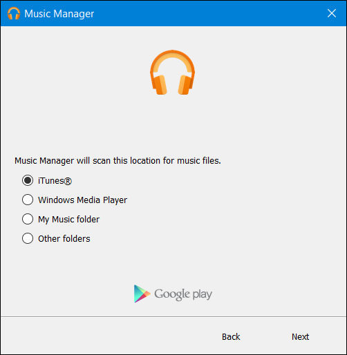 Google Play Music — выбор iTunes как источника