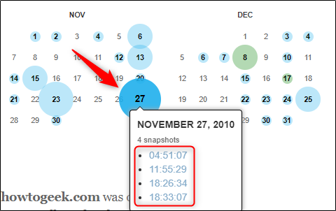 Выбор времени снимка