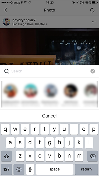 Выбор контакта для отправки поста