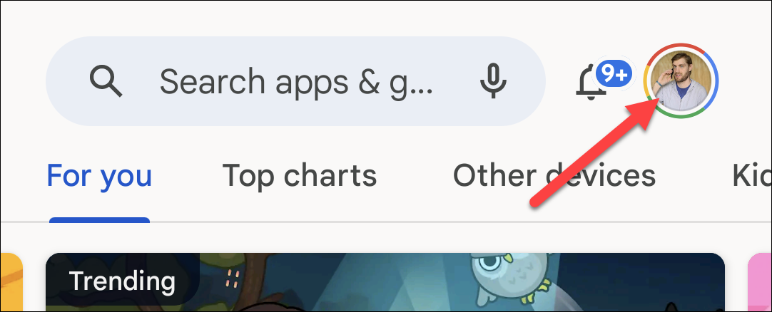Нажмите на иконку профиля в правом верхнем углу.