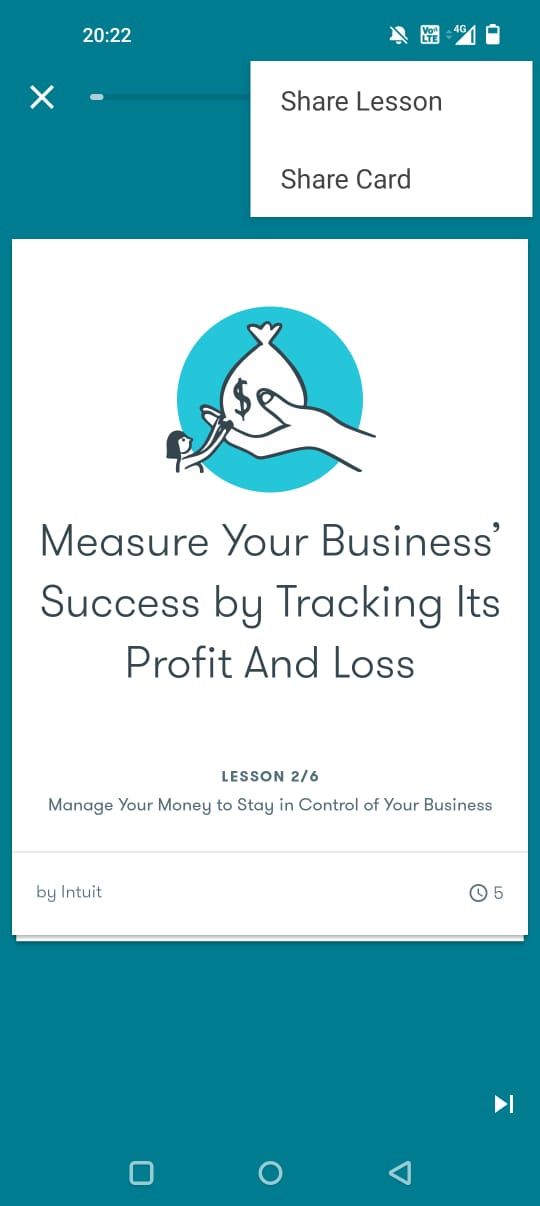 Функция шаринга урока в Google Primer