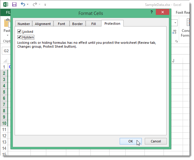 Параметр Скрыть на вкладке Защита
