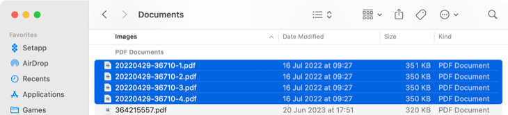 Select multiple items within Finder