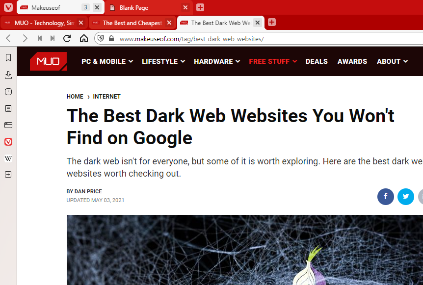 Vivaldi с двухуровневым отображением стеков вкладок