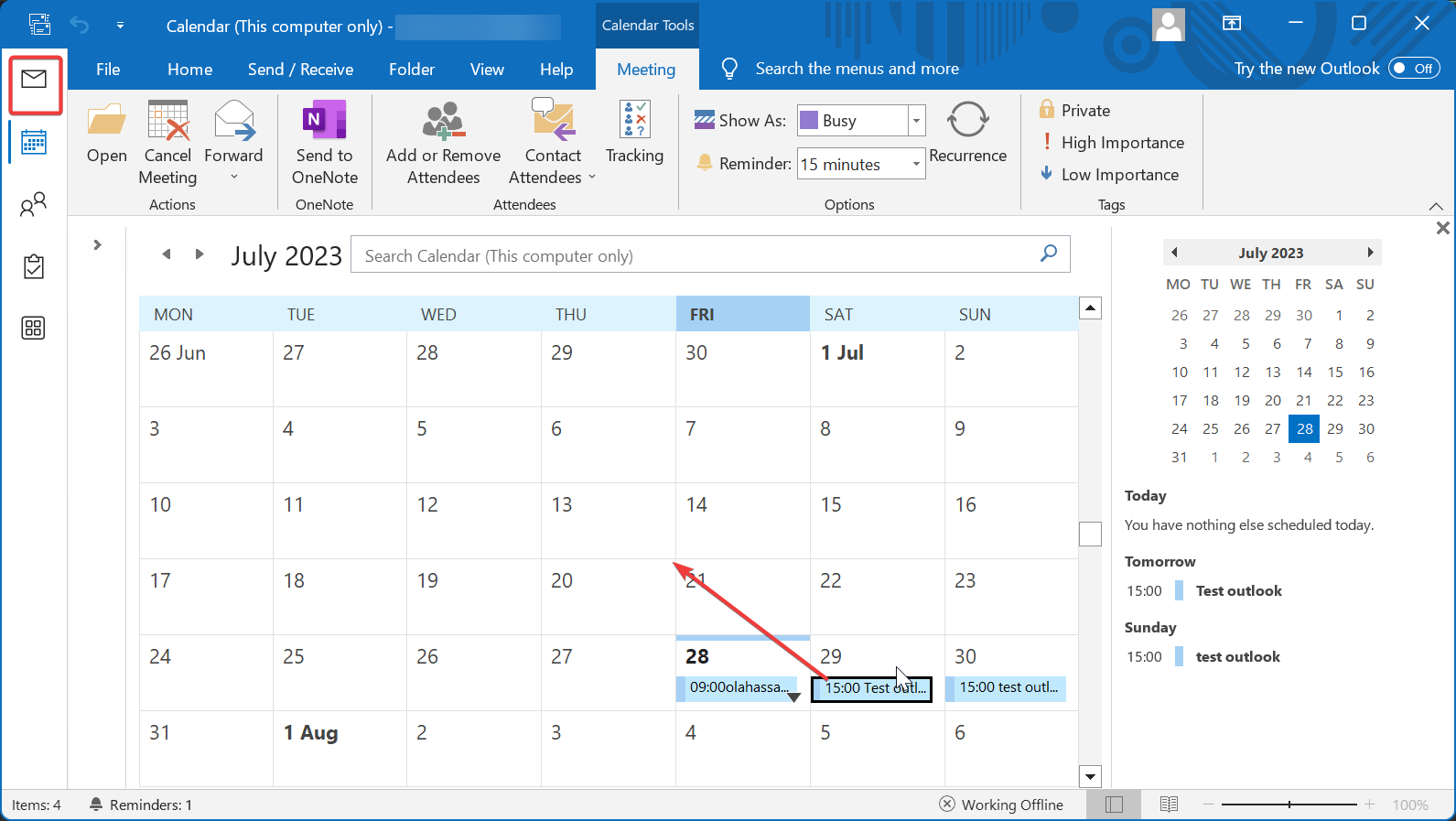 drag add bcc outlook meeting invite