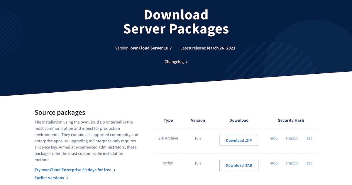 ZIP-файл загрузки ownCloud
