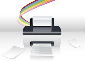 Портативный принтер на рабочем столе с мобильным телефоном