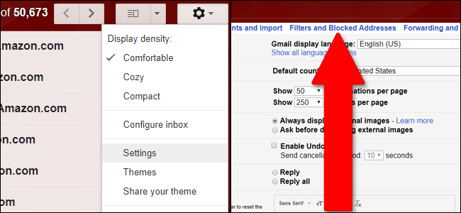Интерфейс настроек фильтров Gmail