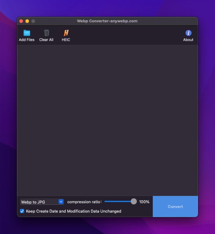 Добавление WebP-файлов в WebP Converter