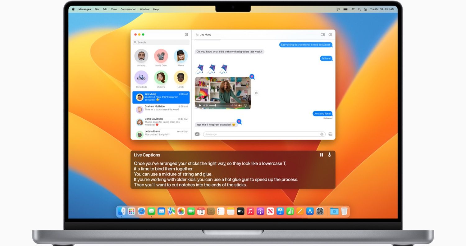 Live Captions на Mac с окном субтитров