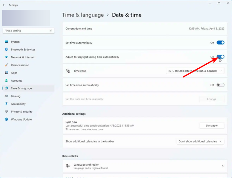 Параметры даты и времени