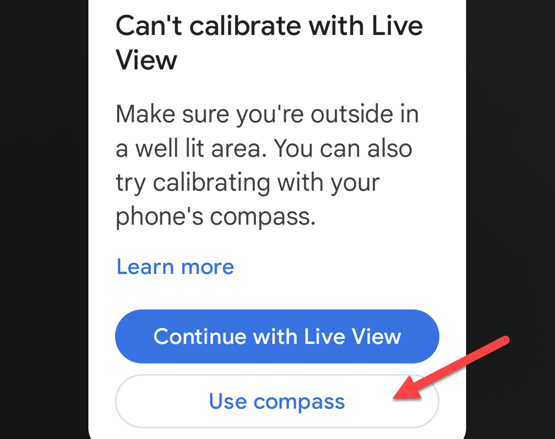 Выберите «Использовать компас».