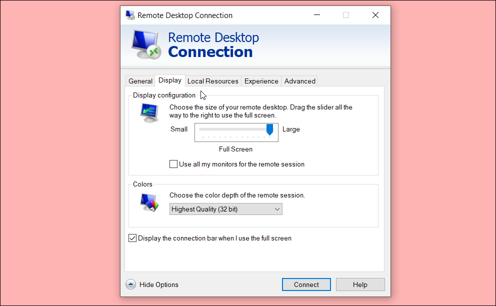 Параметры Remote Desktop