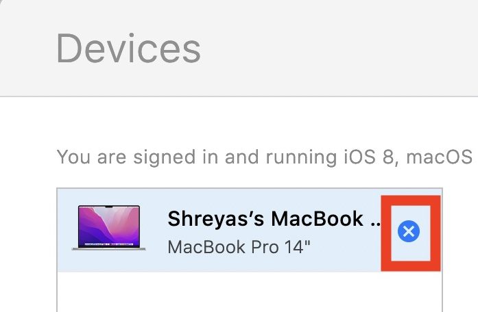 iCloud.comでデバイスを削除する手順のスクリーンショット