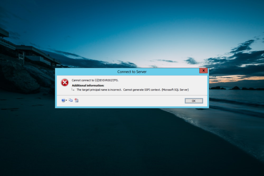 Не удаётся создать SSPI контекст в SQL Server