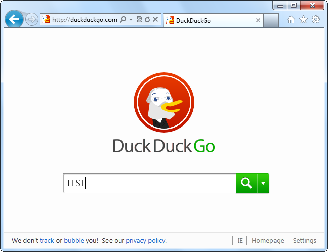 Поиск TEST на DuckDuckGo