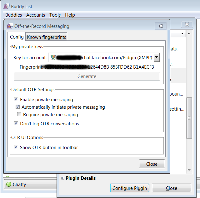 Отпечатки ключей (fingerprints) в Pidgin