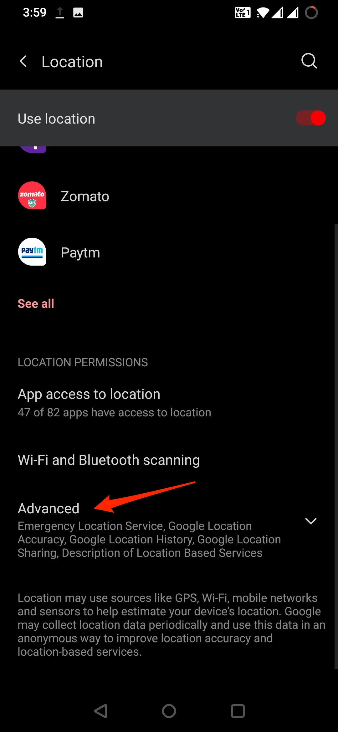 Дополнительные настройки местоположения Android