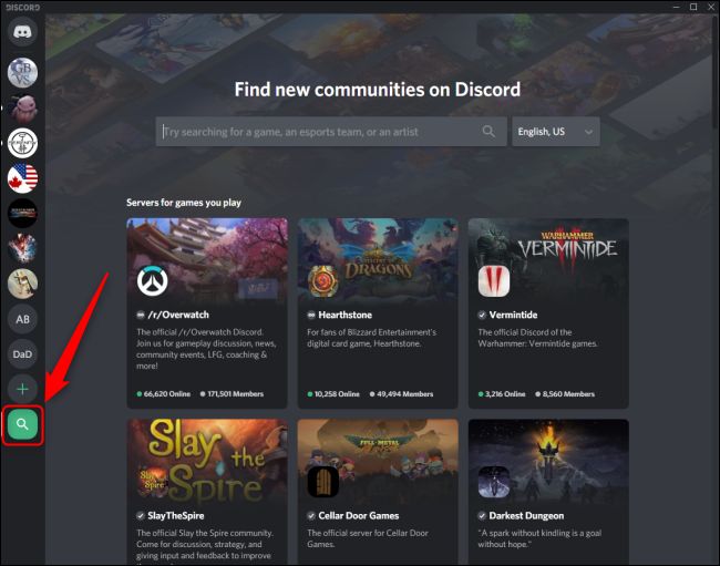 Поиск серверов в Discord