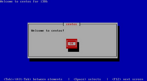 Экран приветствия установщика CentOS
