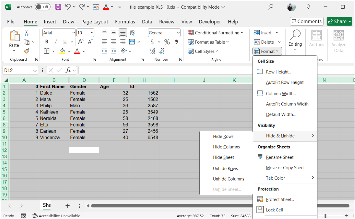 Отобразить все строки и столбцы одновременно