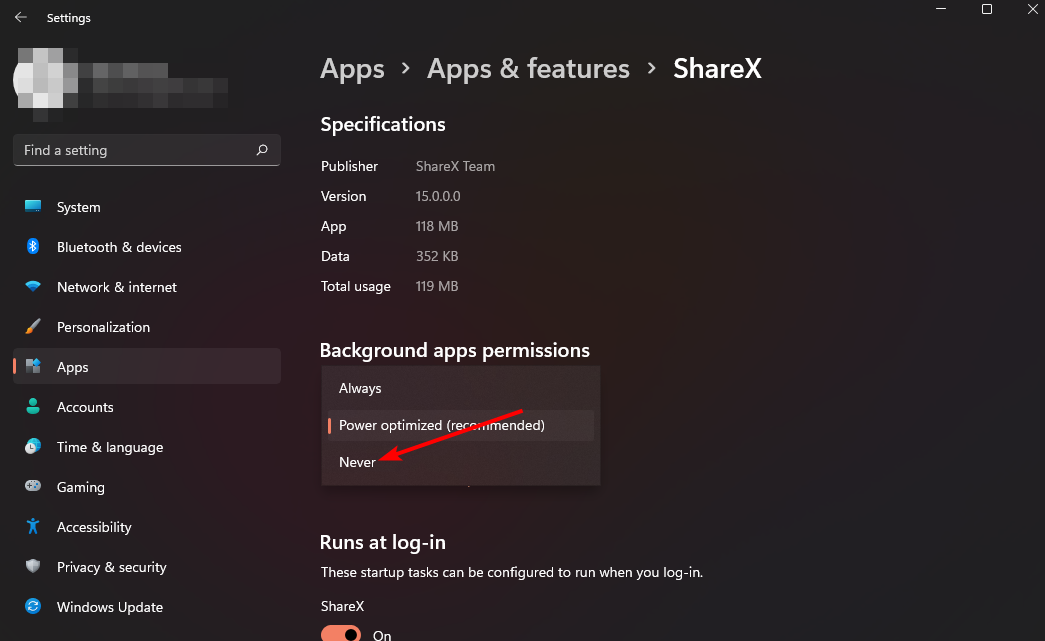 Параметр 'Разрешить приложению работать в фоновом режиме' в Windows