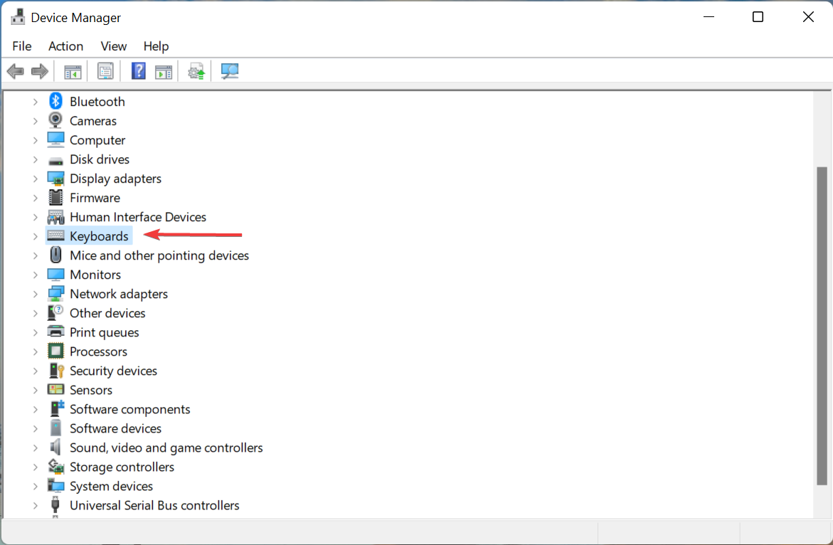 Раздел Клавиатуры в Диспетчере устройств