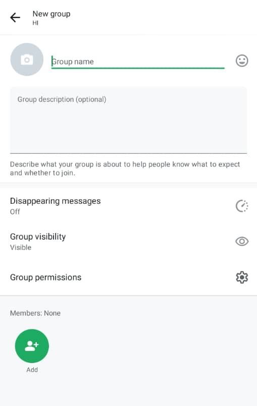 Форма создания новой группы в сообществе