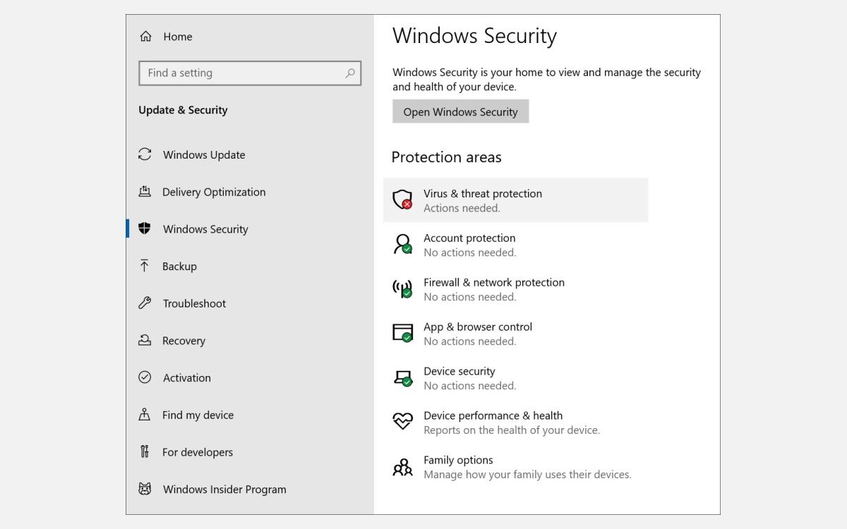 virus and threat protection