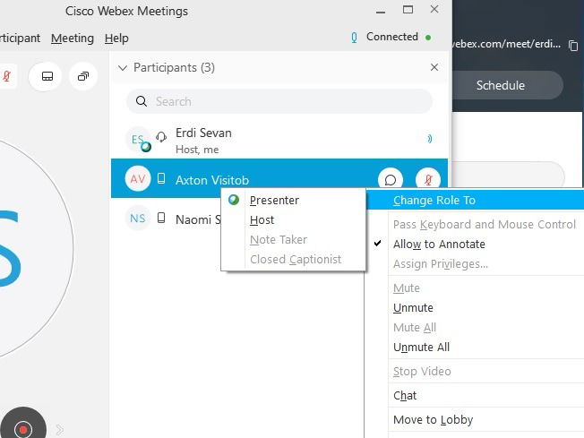 Presenter Mode Webex Assign Presenter 1