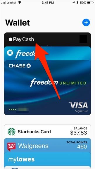 Кнопка настройки Apple Pay Cash в Wallet