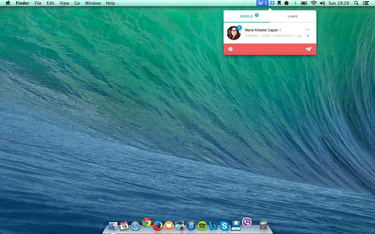 Уведомление о получении файла и указание папки «Загрузки»