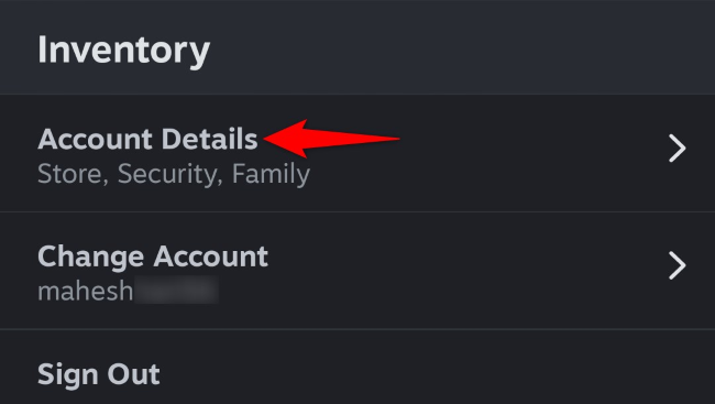 Выберите «Данные аккаунта».