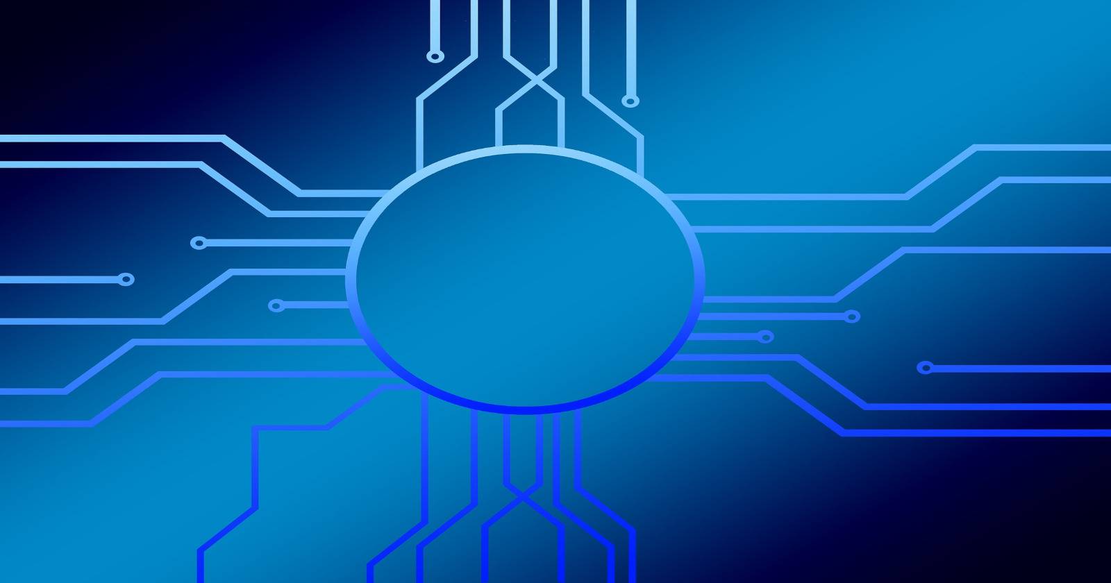 Синяя окружность с расходящимися от центра синими линиями.