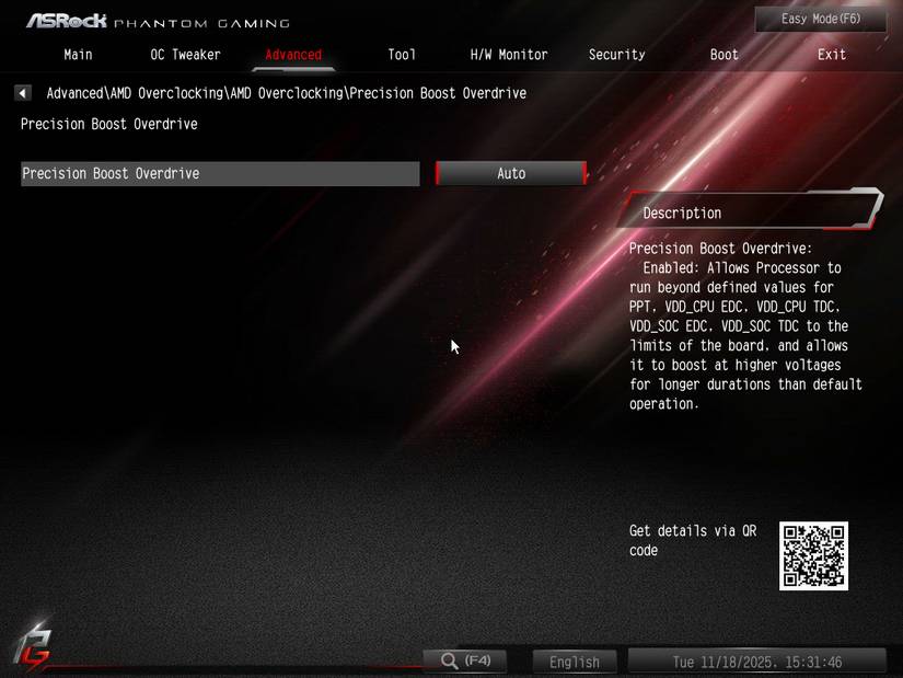 Настройка Precision Boost Overdrive на материнской плате AsRock.